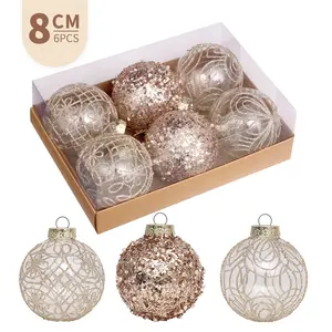 Christmas Decorations 8cm Pet Painted Christmas Balls, Premium Quality Tree Ornaments, Set of 6 Colorful Holiday Accessories
