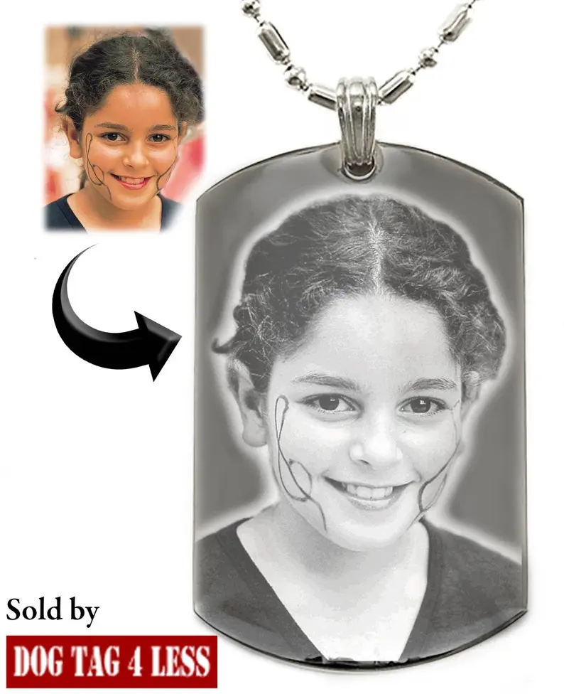 Unisex Stainless Steel Military Tag Necklace - Custom Engraved Photo & Text Pendant, Long Daily Love Jewelry, Holiday Gift for Fashion Accessory Enthusiasts