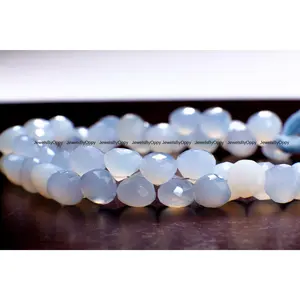 Blue Chalcedony Onion Briolette, Sky Blue Chalcedony Briolette Faceted Onion 8-10mm Tear Drop Jewelry Making Gemstone 4pcs, 10cs, 20 pcs