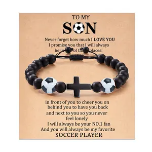 My Son Bracelet from Mom and Dad, Baseball Basketball Football Gifts, Natural Stone Sports Bracelet for Son Birthday Graduation Christmas Gifts,Gift Football Gifts for Teenage Boys Gifts Son kids, Bracelet Gifts for Birthday Graduation Gifts Christmas