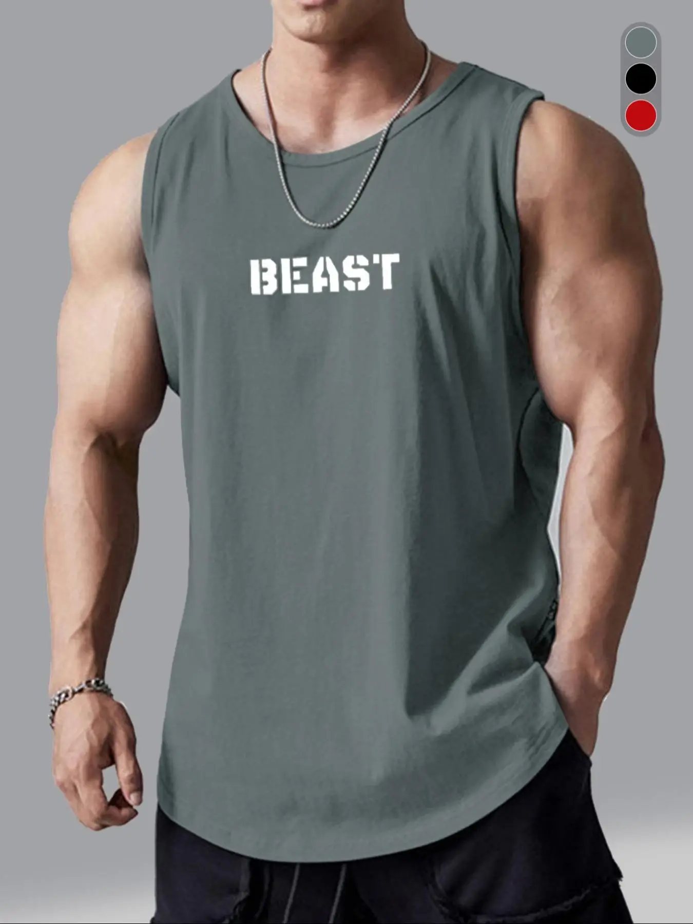 Men's Summer Clothes, Letter & Number Print Round Neck Tank Top, Regular Fit Sporty Sleeveless Top for Gym Workout Running, Men's Top