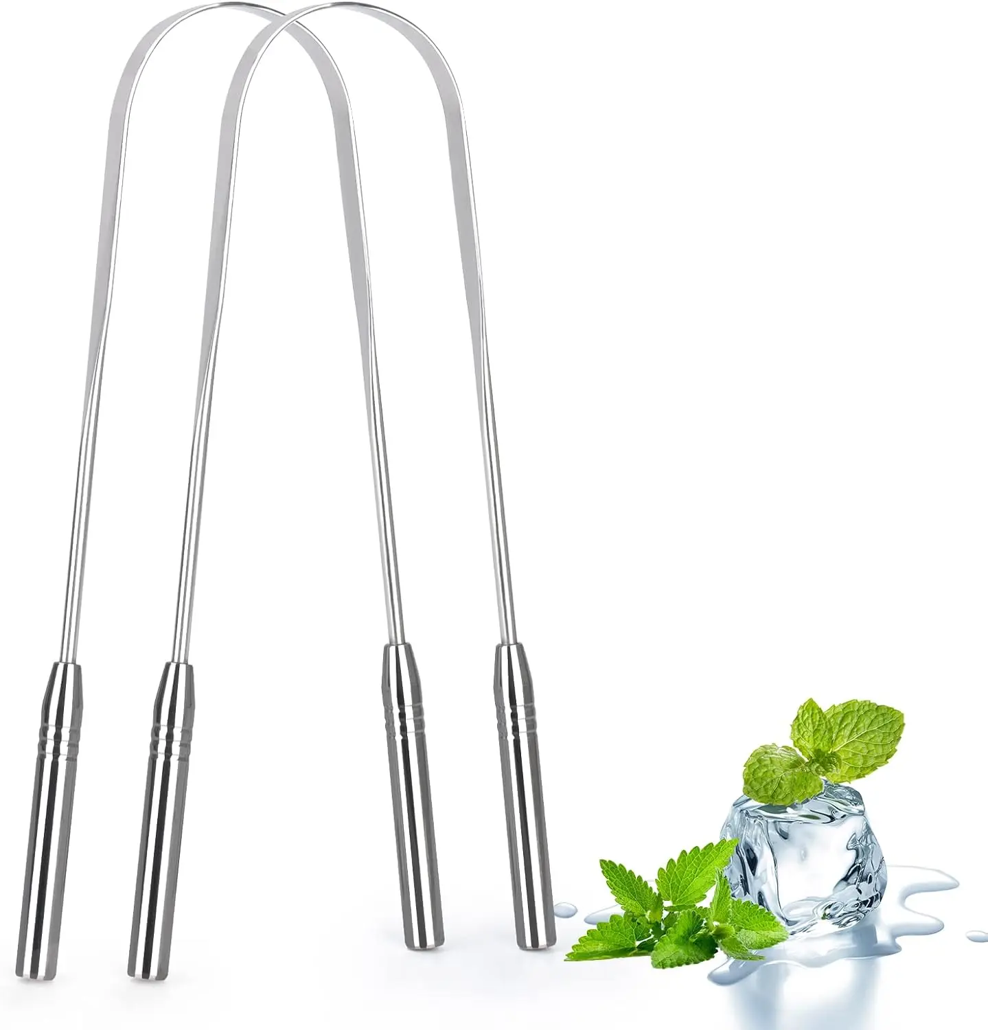 2 Pack Tongue Scraper,Stainless Steel Tongue Cleaners,Tongue Scraper for Adults, Reduce Bad Breath and Fresh Breath(Silver)