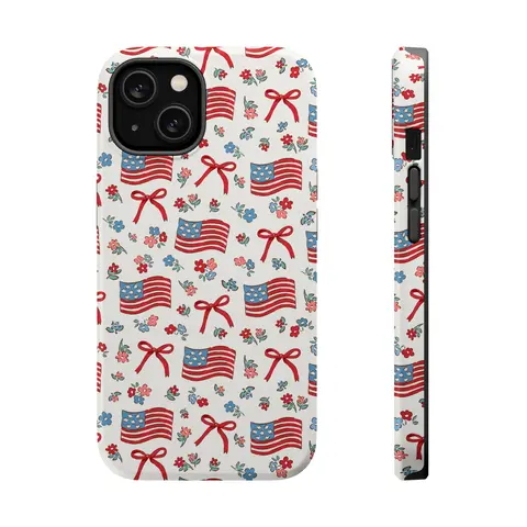 Coquette American Flag Shockproof Cellphone Case - Glossy, Durable, Flexible Polycarbonate TPU Casing, Custom-Fit for iPhone 17,16 Pro Max,15,14 Plus,13,12,11,XS Devices