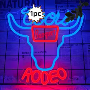 Beer Neon Sign Western Rodeo Neon Light Signs for Wall Decor Cowboy Neon Sign for Man Cave Home Bar Beer Club Pub Bistro