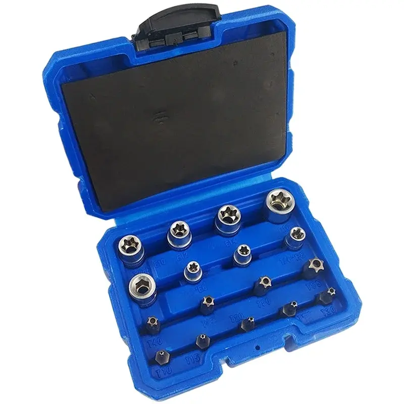 14x E-type Socket Set 17pc Internal Gear Socket Metric Hex Bit Sockets Automotive Repair Tool Hexagonal Sockets Vanadium Steel Drive Socket Set