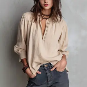 Viral Linen Blend Shirt - Oversized Button Down Top with Clean Girl Aesthetic