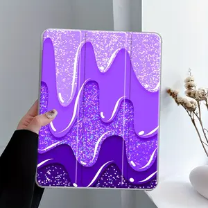 Y2K Purple Glitter Drip Dlow Design Tablet, Computer Case, Transparent Acrylic Hard Back Panel With Pencil Slot, Suitable for Ipad mini pro air, Scratch-resistant Protective Case, Suitable for Office Home, Accessories