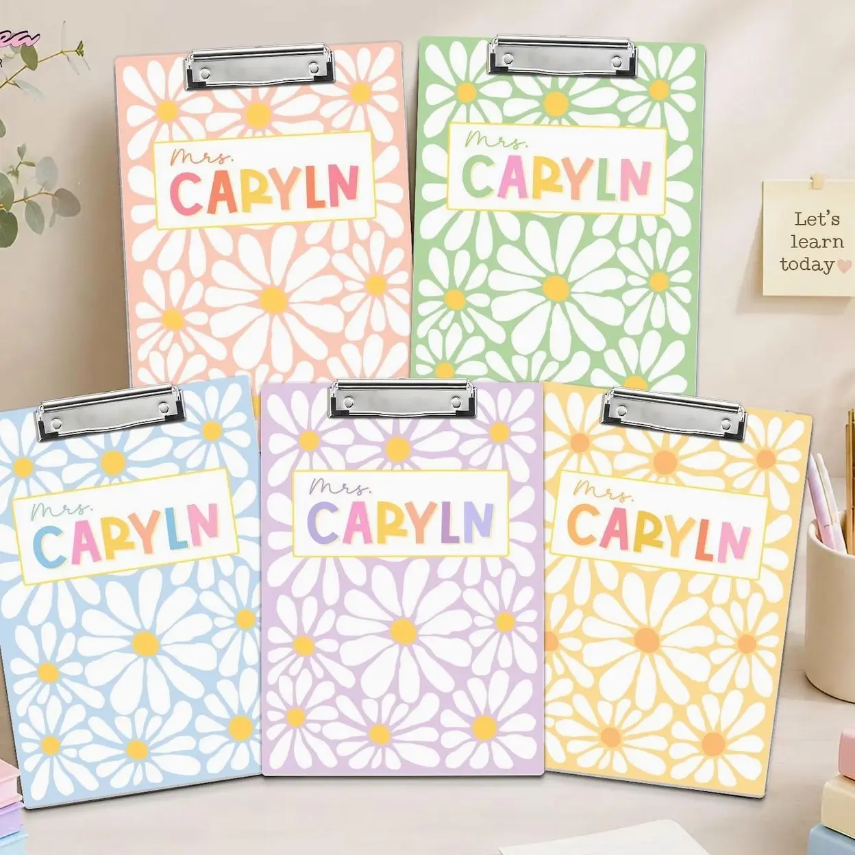 Personalized Teacher Clipboard, Back to School Gift, Custom Teacher Gift, Boho Flower Teacher Acrylic Clipboard with Name