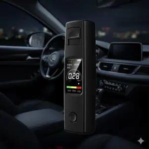High-Precision Portable Breathalyzer with Backlit Screen, Drop-Resistant Design for Driving Safety Self-Test. TÜV-Certified Anti-Interference Detector, Ideal for Traffic, Hospitality, and Home Use.