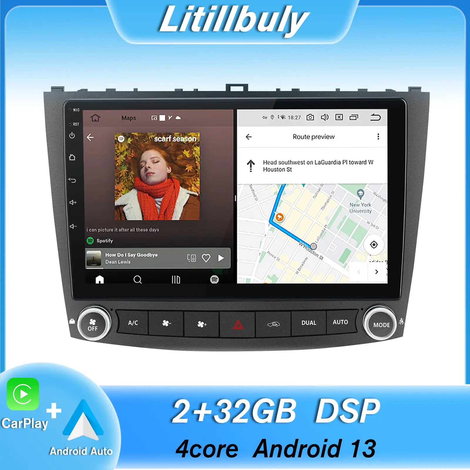 Car Stereo for Lexus IS250 IS300 IS200 IS220 IS350 2005-2012 touch screen has Android Auto Wireless Carplay, Bluetooth WIFI supports GPS Navigation