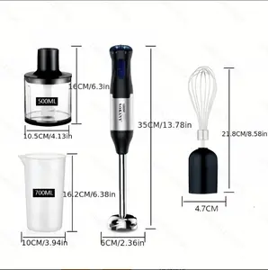 1PCS Daily Home Use All-in-One Immersion Blender,200W 110V 60Hz US Plug Stainless Steel Body Detachable Washable Accessories,for Family Meal Making,Baby Fruit Purees,Fresh Smoothies Juices-Electric Hand Blender