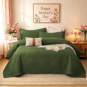 【Mothersday Gift】XAKING 3-Piece Bedspread Set - Lightweight Reversible Microfiber Quilt with 2 Pillow Shams for King/Queen Size All-Season Wave Pattern Bedding Machine Washable Comfortable & Durabl