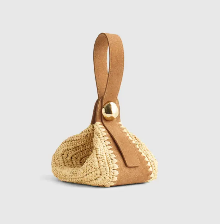 Madewell The Sculpted Metal Wristlet Bag Leather Zip Mini Purse Handbag