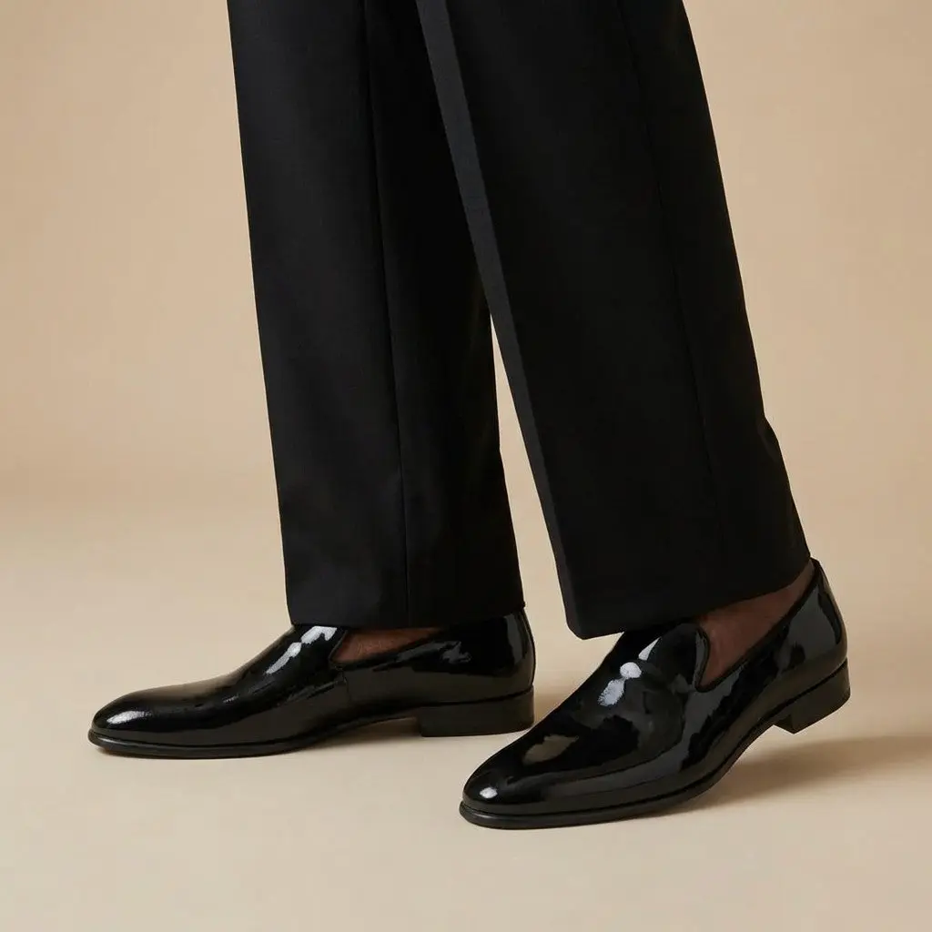 Bruno Magli Danilo A-Line Black Patent Leather Smoking Loafers