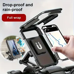 Phone Holder, Rainproof Bicycle, Motorcycle and Motorbike Phone Holder - Includes Small Hooks | with Screen Cover, ABS Material, Magnetic Design, Telescopic, Rainproof Bicycle and Electric Bike Navigation Holder