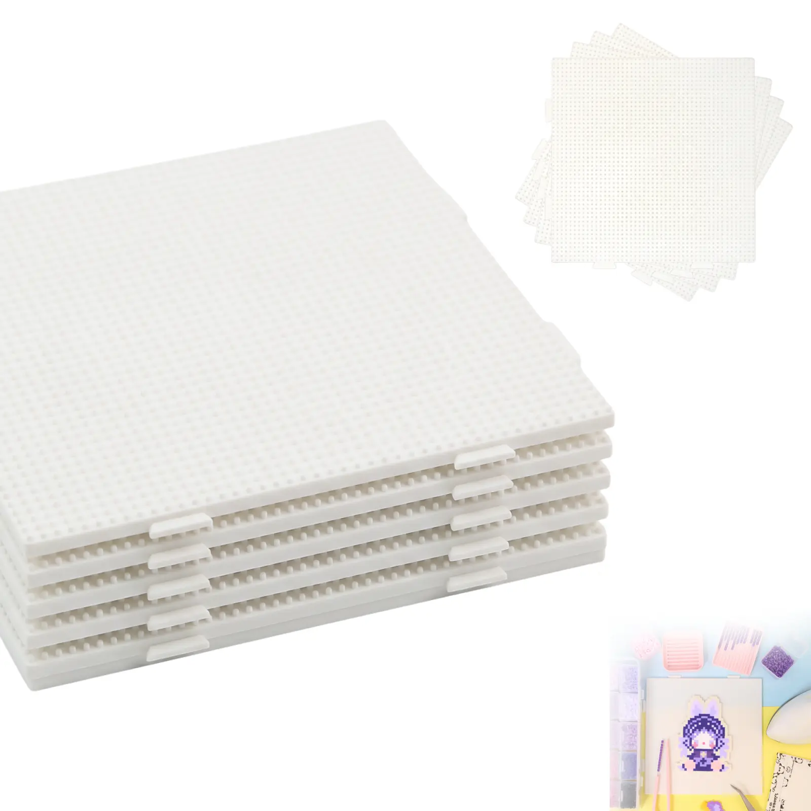 PixieCraft 52x52 Square Pegboards - Durable, Reusable, Heat-Resistant PP Plastic Crafting Art Supplies for 2.6mm Mini Fuse Beads, Non-Slipping Snap-Lock DIY Tool for Mini Bead Artists’ Pixel Art