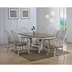 Sunset Trading Country Grove 96" Oval Double Pedestal Extendable Dining Table | Distressed Gray and Brown Wood | Seats 10 DLU-CG4296-GO
