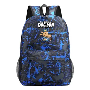 Dog Man Military Camo Backpack for School, Anime Style Lightweight Bag with Laptop Pocket and Spacious Storage