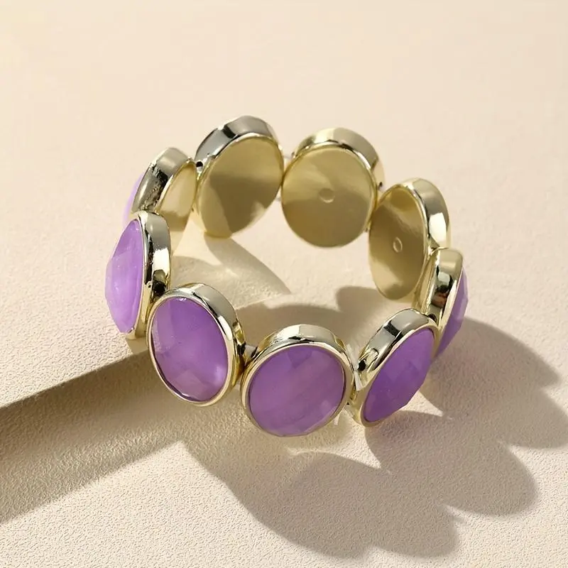Chunky Acrylic Resin Stretch Bangle, Colorful Retro Bold Statement Bracelets & Bangles for Women, Chain Link Jewelry for Bracelet Stacking, Chain Links, Daily Wear, Retro Colors, Acrylic Resin Bracelets & Bangles