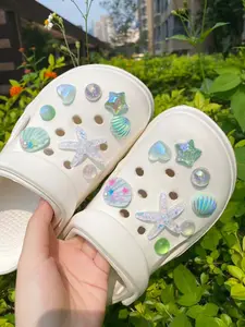 16pcs Mint Shell Starfish Sandal Accessories, DIY Detachable Shoe Decor for Women, Fun Personalized Footwear, Perfect Gift for Parties
