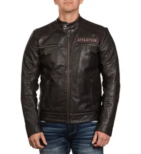 Affliction Men's Faux Leather Jacket Renegade Riders