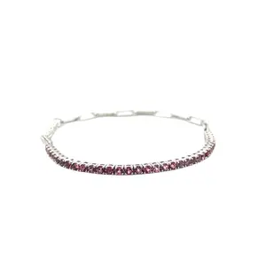 14K Gold Half Paper Clip and Half Pink Sapphire Tennis Bracelet