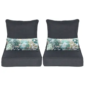 Aoodor Outdoor Seat Cushion 23” W x 25.6” D x 5.1” H, Back cushion 23” W x 20” D. 6 Pieces (2 Back 2 Seater 2 Pillow )
