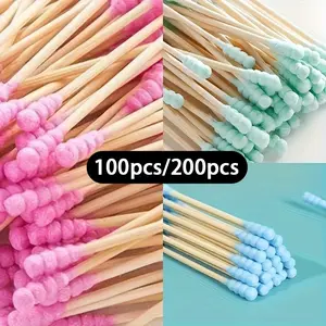 100pcs/200pcs Dual-Tip Cotton Swabs, Multi-Purpose Makeup Remover, Wound Care, Home Use, Odorless, No Battery Needed, Colorful Cleaning Sticks