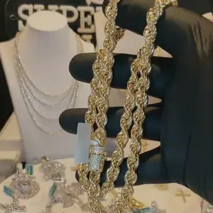 24” Vermeil Sterling Silver Solid DC Rope Chain With Moissanite Clasp!