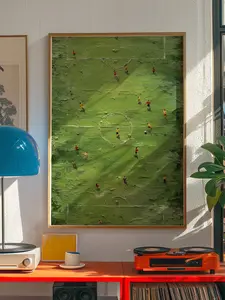 Soccer Art Poster Unframed | Werner Bronkhorst Style | Textured Football Wall Art | World Cup Decor | Green Sport Painting, World Cup 2026 Poster, FIFA World Cup USA Canada Mexico Wall Art Print, Modern Football Illustration Poster, Soccer Fan Home Decor