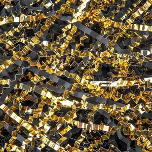 5.3oz Crinkle Cut Shredded Paper for Gift Baskets Gift Boxes Filler, Wedding Birthday Christmas Easter Valentine’s Packing Wrapping Paper Gold&Black