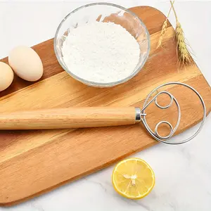 2pcs/set Wooden Hand Mixer, Bread Baking Tools For Cake Bread Pizza Pastry Biscuits Tool, Baking Tools, 13 In, Bread Dough Hand Mixer Pastry Dough Blender