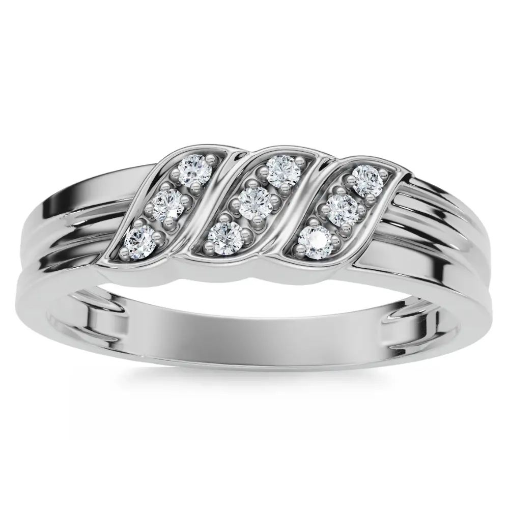 Men's Diamond Ring 14k Gold Wedding Ring 9-Stone Lab Grown