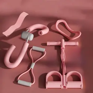 Yoga Fitness Set, 5 Counts/set Yoga Ring & Resistance Band & Foot Stretcher & Leg Beauty Clip & Guide, Suitable for Yoga, Pilates Training, Gym Training