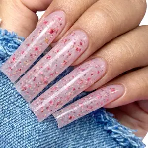 Acrílico en polvo INB CHERRY BLOSSOM– Rosa translúcido con decoración