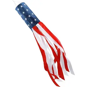 4th of July Decorations,60 Inch American Windsock Heavy Duty,Wind Socks for Outside Patriotic Memorial Day Decor,American Flag USA Windsock With Embroidered Stars,Red White and Blue Wind Sock