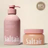 Saltair Coral Coast Double Cleansing Duo - Vitamin C Oil-Infused Body Scrub (18.5 fl oz / 524 g) , Serum Body Wash (17.0 fl oz / 500 mL) -  Coconut, Water Lily, Guava