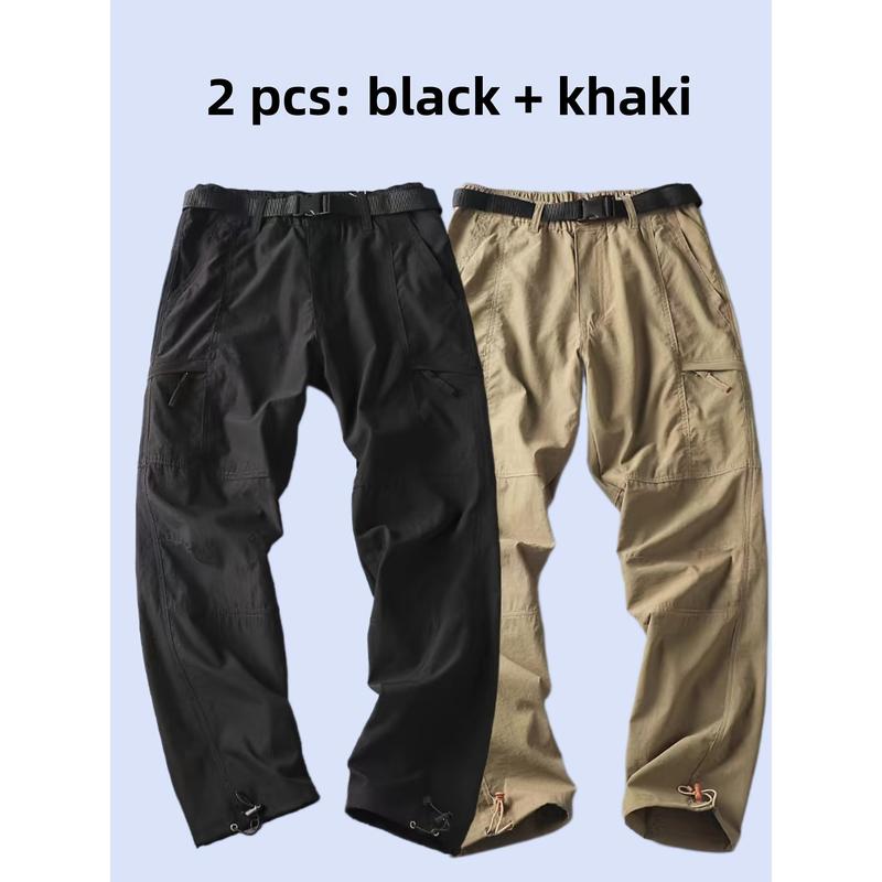 Four Seasons Thin, Multi-Pocket, Free Belt (Selected by the Knowledge), 180g/ ㎡   Polyester, Hiking & Outdoor Recreation Apparel |   Versatile Pants for Casual Attire |   Comfortable & Durable |   Ideal for Running, Camping, Fishing & Training