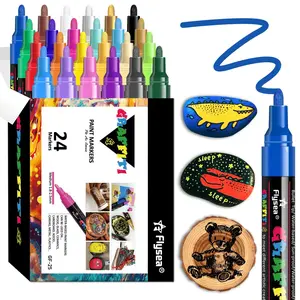 Oil Paint Marker Pen Set, 12/18/24 Colors Paint Marker Pen, Art Markers, Art Supplies for Stone, Wood, Glass, Plastic & Canvas Art Creation