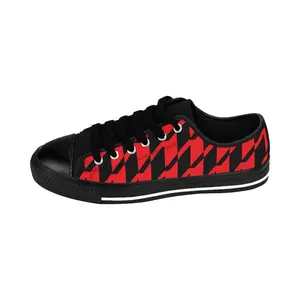 Red Houndstooth Canvas Men's Sneakers — Casual Everyday Shoes