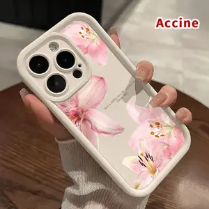 Pink Peach Pattern TPU Phone Case for iPhone 17 Pro Max 17 Air Shockproof Full Camera Protection Durable Slim Silicone Cover Smartphone Casing