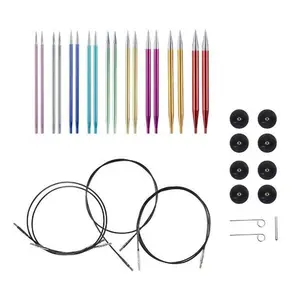 Specialty Craft Tools – Interchangeable Aluminum Knitting Needle Set with Cables & End Caps – Prism Options