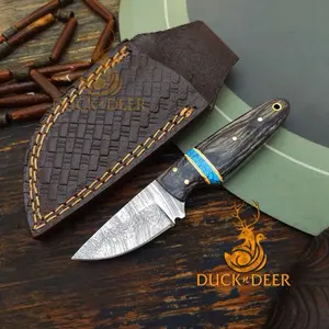 Handmade 5.75in Fixed-Blade Mini Hunting Tool - Hand-Forged Full Tang Tool with Leather Sheath, Ideal for Hunting, Camping, Gift for Husband, Father's Day, Christmas small edc