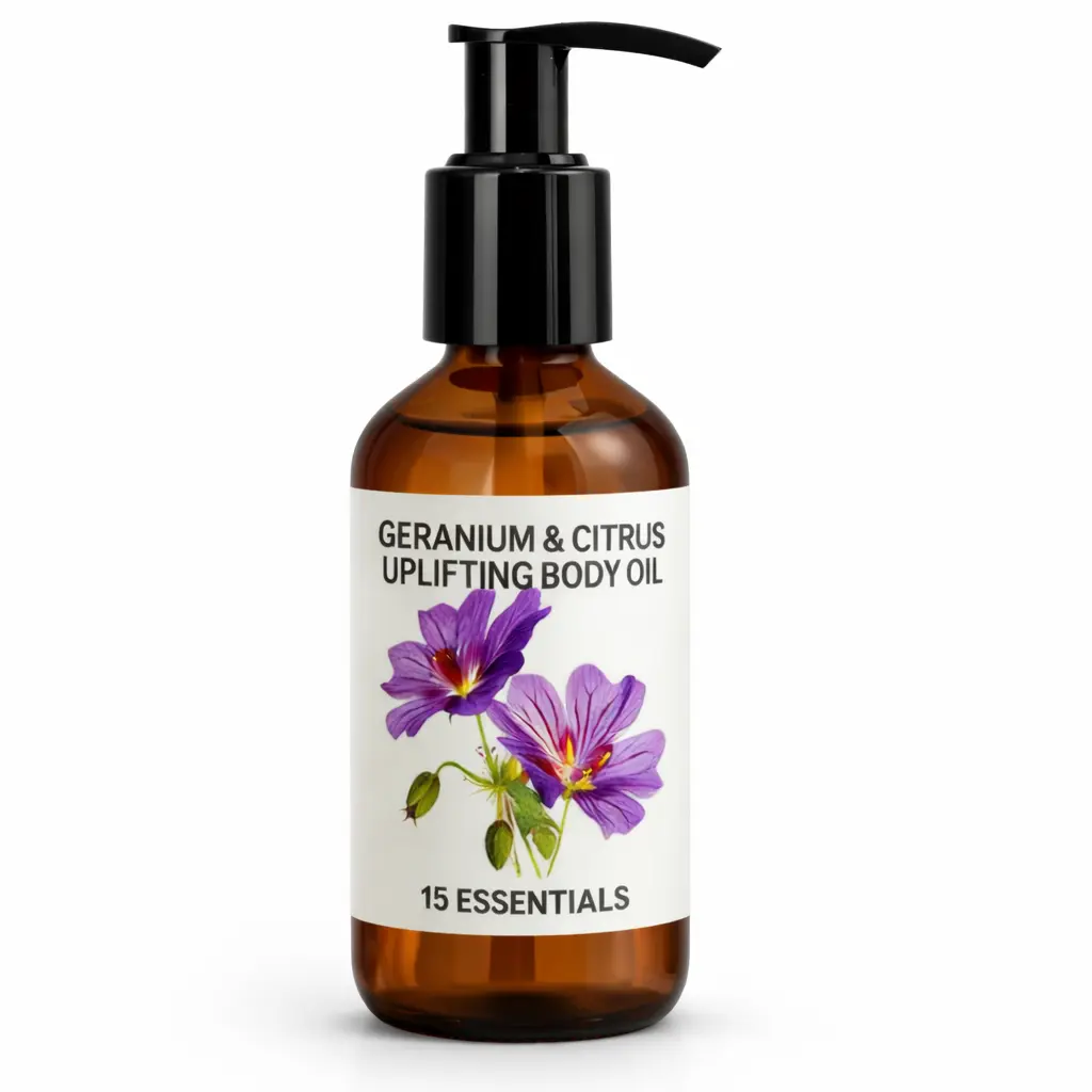Geranium & Citrus Skin Tightening Body Oil – Belly Firming Massage Oil for Hydrated, Smooth & Glowing Skin, Helps Improve the Appearance of Cellulite, Stretch Marks & Uneven Skin Tone, Beach Essentials, 4.06 fl oz /120 mL