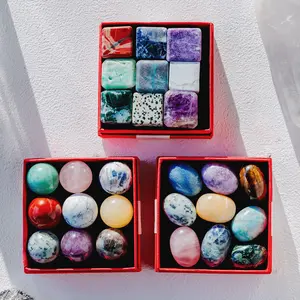 Reiki Crystal Natural Crystal Gift Box Tumble Cube Ball Rose Quartz Healing Stones for Meditation & Reiki Healing Special Deal