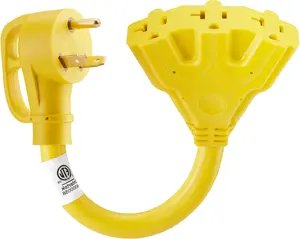 30 Amp to 110V 20 Amp Adapter Cord,30 Amp RV Plug with 3 Outlets, TT-30P to 3 5-15R/5-20R for RV, Camping, Travel Trailers