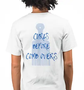Men's white T-shirts-Curls Before Comb Overs Graphic for Casual Wear Comfortable & Stylish