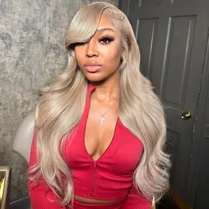 Body Wave 200% Density Milk Tea Ash Blonde Human Hair Colored Lace Frontal Wig 13x6 HD Transparent With Baby Hair Ombre Blonde Can Be Restyled For Women