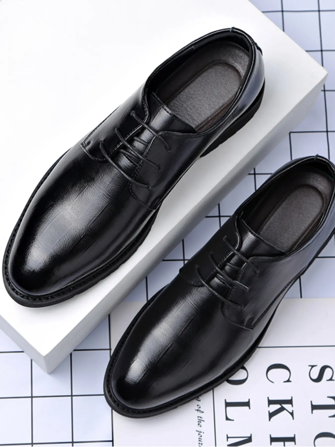 Men Derby Shoes PU Low Heel Professional Classic Business Office Closed Dress Shoes, Formal Shoes, Footwear