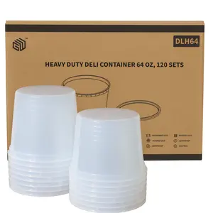 ProTakeOut, [64 oz] Heavy-Duty PP Deli Containers with Lids – 120 Sets (12/20) | Microwave & Freezer Safe | Durable, Leak-Resistant & Reusable | Ideal for Bulk Food Storage, Meal Prep, Restaurants & Catering